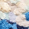 Tapis rond design 3D abstrait ton bleu et rose - Mousses et lichens dans la montagne