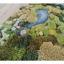 Tapis design 3D paysage d'automne - Lac bleu entouré de végétation