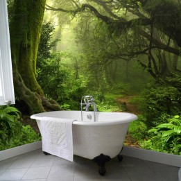 Panneau de Douche Baignoire Toilettes PVC Etanche Paysage Nature Forêt