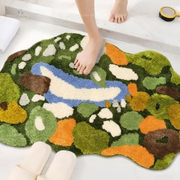 Tapis absorbant salle de bain, forme libre lavable à la machine.