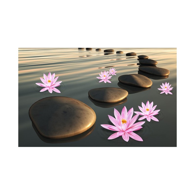 Revêtement sol paysage zen - Les lotus au coucher du soleil