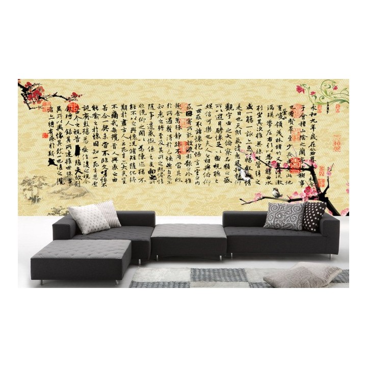 papier peint vintage asiatique calligraphie chinoise