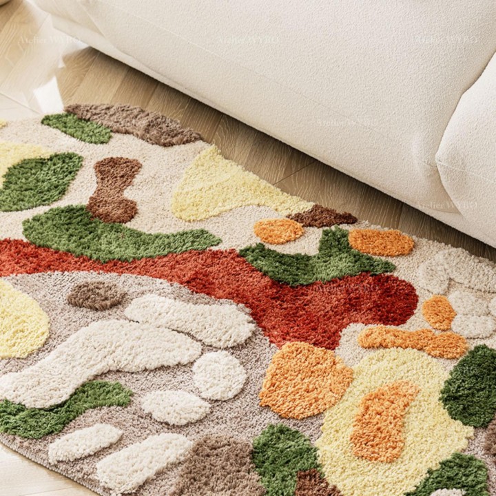 Joli Tapis En Relief Couleur Chaude Jardin d'Automne Laver A La Machine