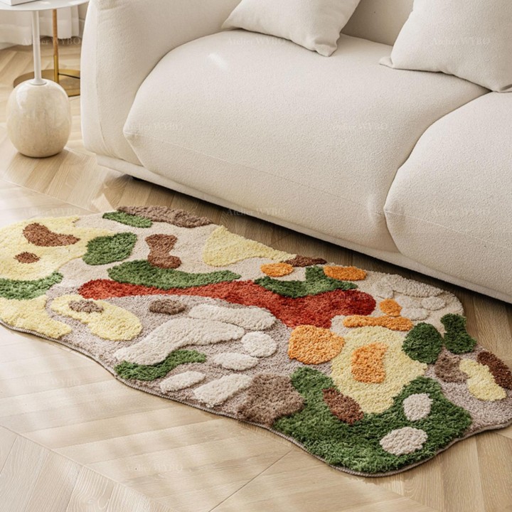 Joli Tapis En Relief Couleur Chaude Jardin d'Automne Laver A La Machine