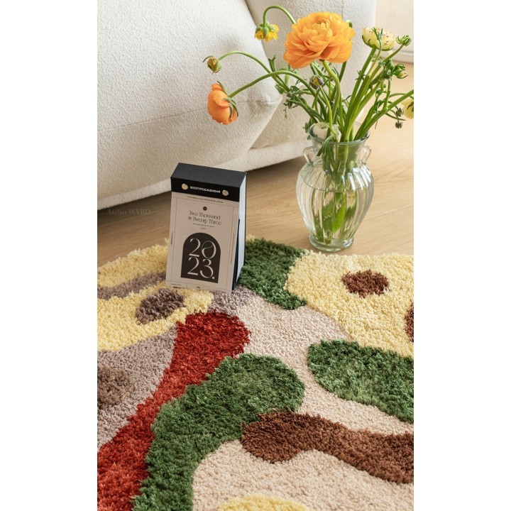 Joli Tapis En Relief Couleur Chaude Jardin d'Automne Laver A La Machine