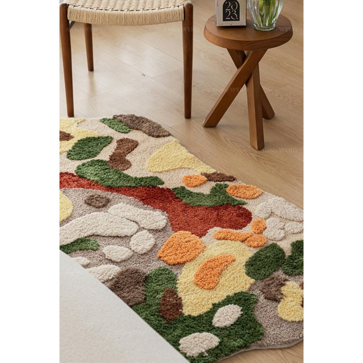Joli Tapis En Relief Couleur Chaude Jardin d'Automne Laver A La Machine