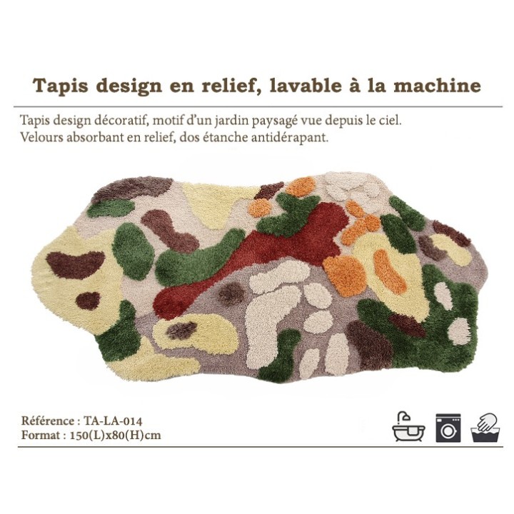 Joli Tapis En Relief Couleur Chaude Jardin d'Automne Laver A La Machine