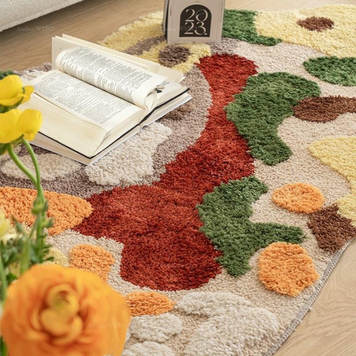 Joli Tapis En Relief Couleur Chaude Jardin d'Automne Laver A La Machine