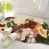 Joli tapis de bain velours doux en relief, surface absorbante dos étanche antidérapant, couleur chaude forme libre.