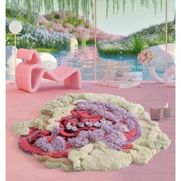 Tapis 3D contemporain jardin floral, velours épais en relief qui tient chaud.