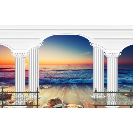 Paysage magnifique trompe l'oeil effet 3D-La mer au coucher du soleil