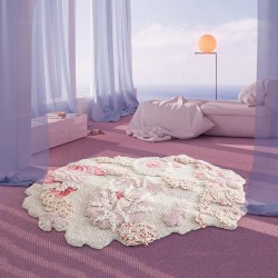 Acheter tapis chambre romantique descente de lit floral toucher tout doux.