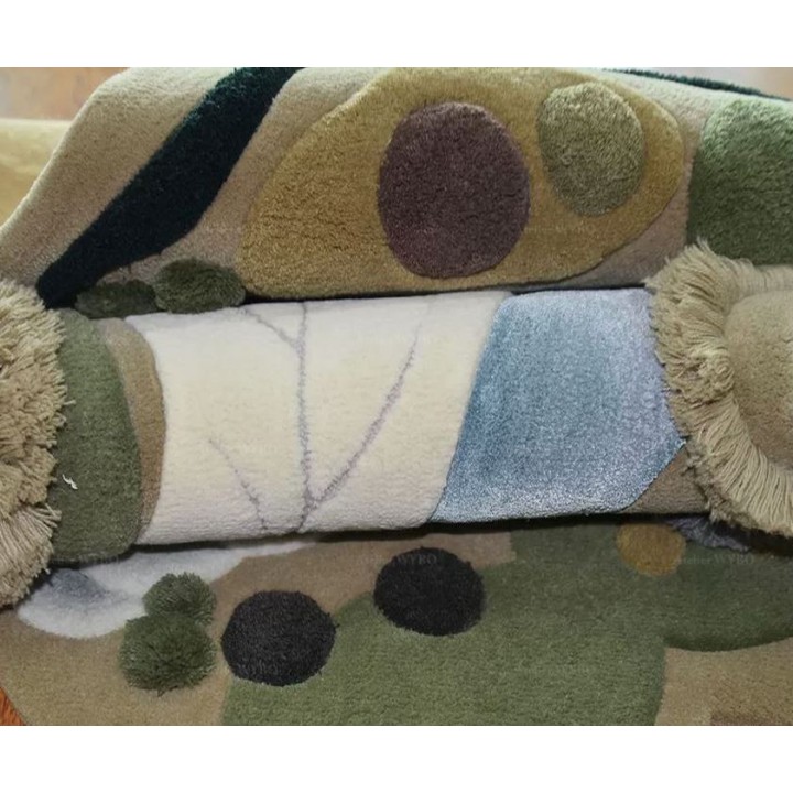 Tapis épais en relief fait à la main, laine de Nouvelle-Zélande douce couleur dégradée.