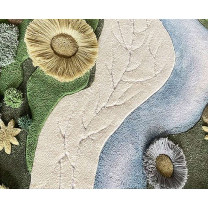 Tapis 3D En Relief pour couloir Salon Séjour Champignon Lichen Rivière