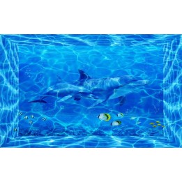 plafond tendu imprimé personnalisé fond marin les dauphins