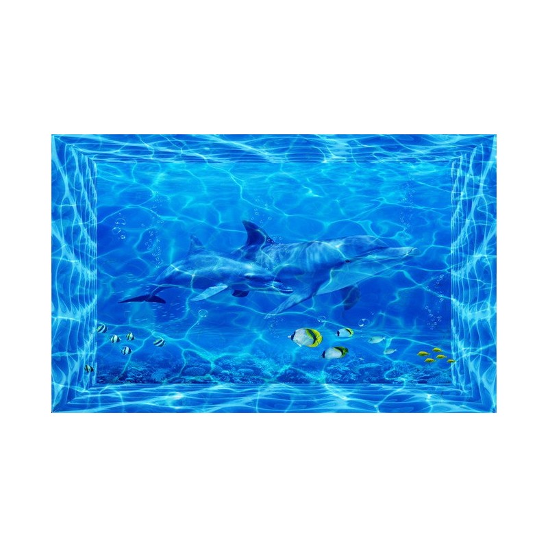 Décoration plafond - Fond marin - Maman dauphin avec son enfant
