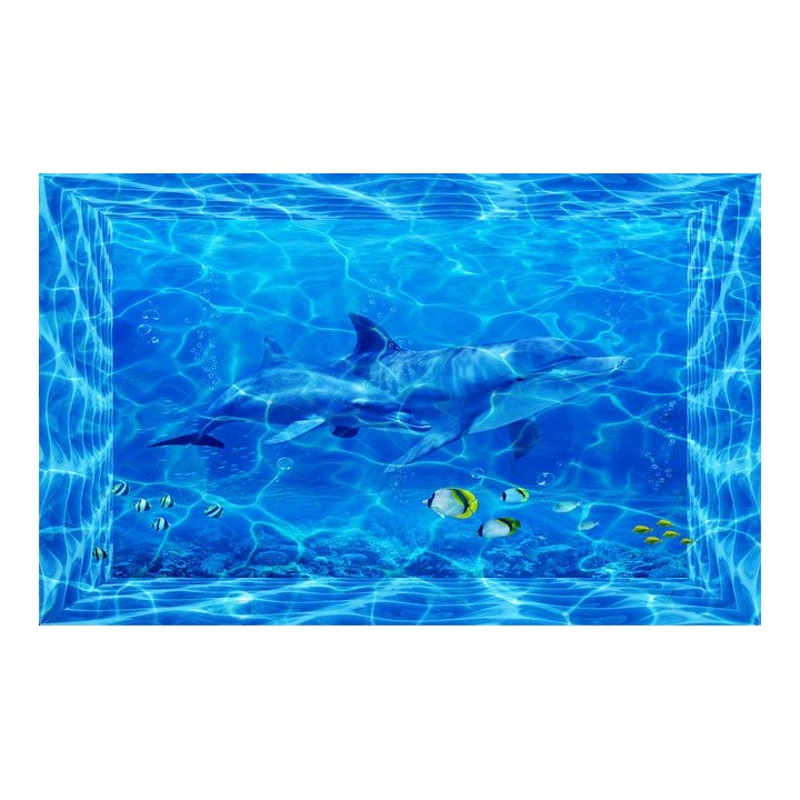 plafond tendu imprimé personnalisé fond marin les dauphins
