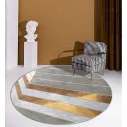 Tapis en Laine Salon Séjour Teinte Grise et Marron-Doré Fait à la Main