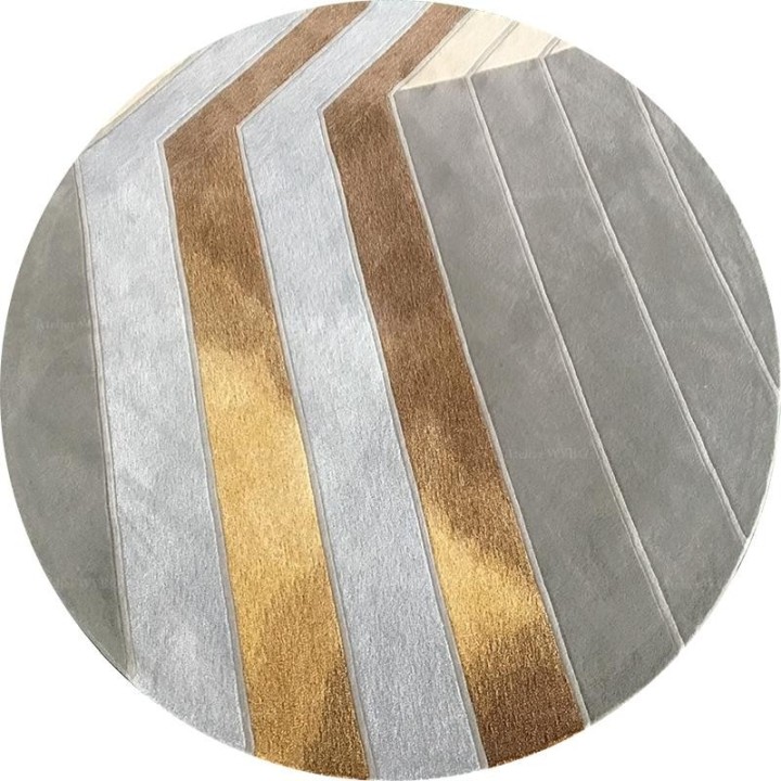 Tapis en Laine Salon Séjour Teinte Grise et Marron-Doré Fait à la Main
