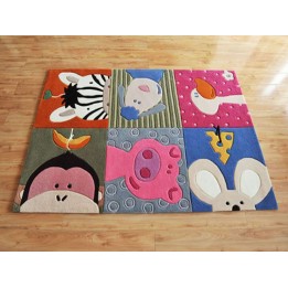 Déco chambre enfant tapis animaux en relief singe zébre souri cochon