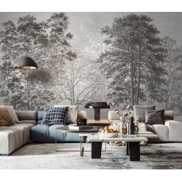 Devis Papier Peint Panoramique Sur Mesure Paysage Forêt Niveau De Gris