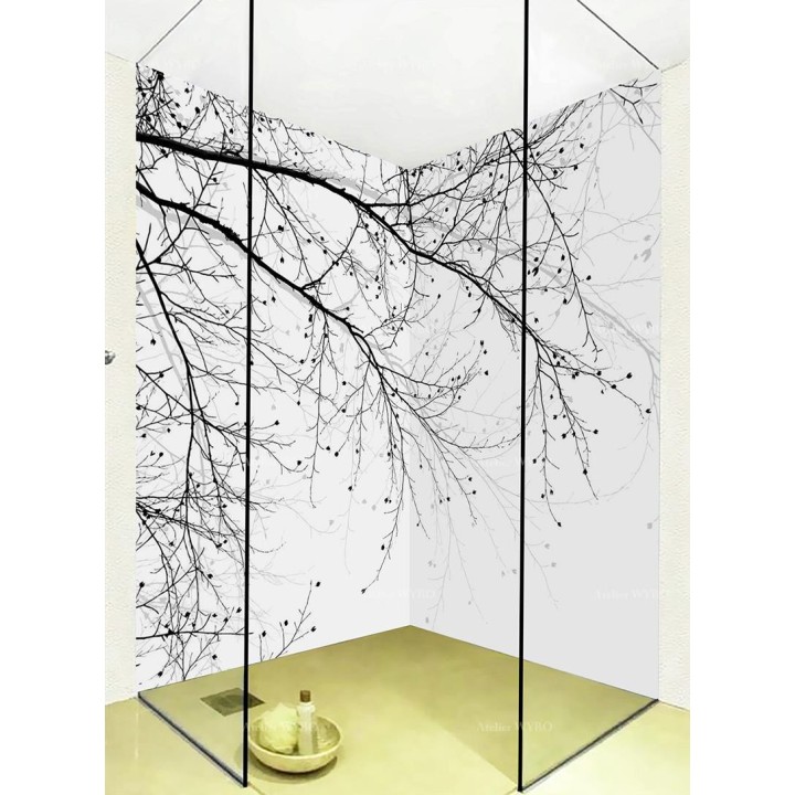 Acheter panneau PVC salle de bain douche photo imprimée noir et blanc