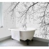Murs de baignoire étanche style abstrait, branches d'arbre en noir et blanc.