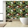 Papier peint étanche mur de baignoire, plantes et fleurs tropicales dans la jungle.