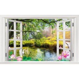papier peint tapisserie personnalisé paysage zen trompe l'oeil effet 3D avec les lotus