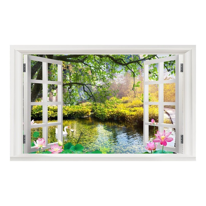 papier peint tapisserie personnalisé paysage zen trompe l'oeil effet 3D avec les lotus