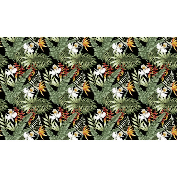 Tapisserie plante tropicale fleur exotique orchidée oiseau de paradis