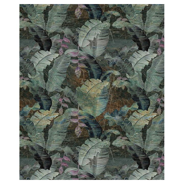 Papier peint vintage traditionnel, paysage de la jungle d'un voyage lointain.