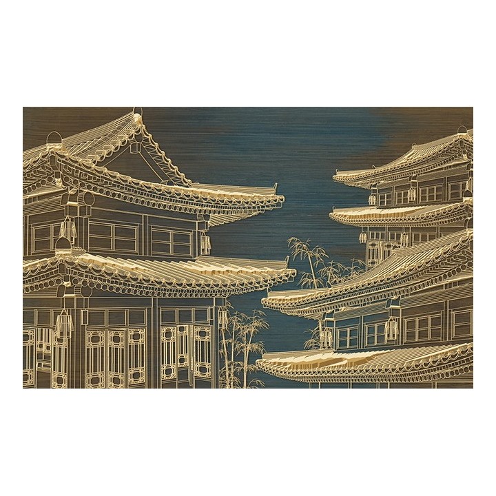 Temples traditionnels japonais, décor tapisserie murale