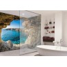 Panneau salle de bain paysage trompe l'œil 3D - Côte littorale vue depuis la grotte