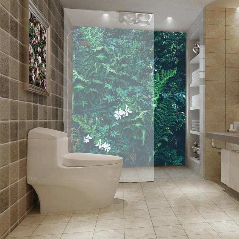 30*25 cm plante fleur feuille autocollant mural salle bain toilette  décoratif.