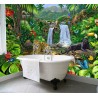 Fresque murale paysage de la jungle pour baignoire, matière étanche résistant à l'eau et à l'humidité.