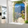 Revêtement mural pour douche italienne, effet de profondeur, 3D, vue sur village et nature