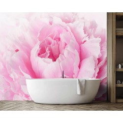 Panneau PVC effet 3D, étanche pour baignoire avec décoration pivoine rose - Revêtement effet de profondeur.