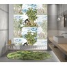 Décor mural pour douche italienne, thématique tropical, singes, palmiers et îles de l'océan - PVC & étanche