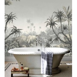 Mur de baignoire étanche, fresque murale ancienne, bananier palmier cocotier au tour du lac.