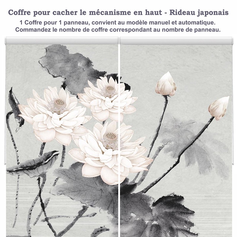 Coffre Rideau Japonais Sur Mesure Paysage Zen Fleur Oiseau Bambou Grue