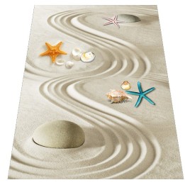 revêtement de sol zen personnalisé les coquillages sur le sable