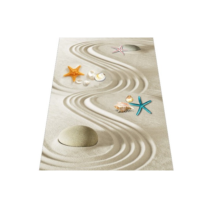 revêtement de sol zen personnalisé les coquillages sur le sable