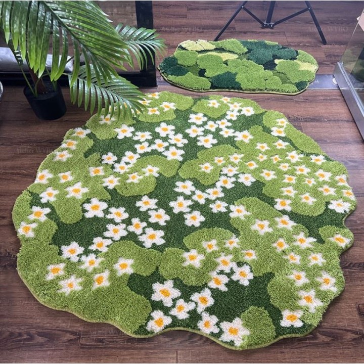 Tapis floral pour salon chambre bureau, lavable à la machine.