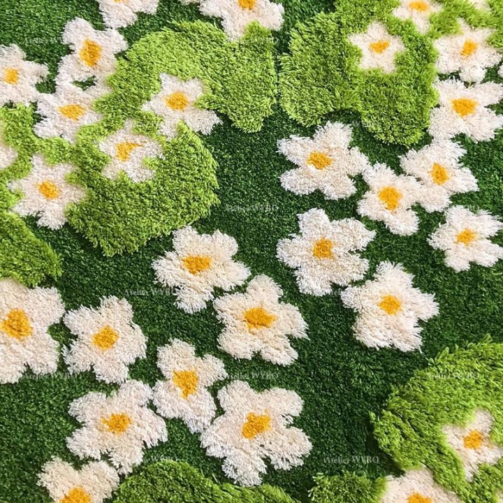 Tapis fleur en relief, velours absorbant pour salle de bain, lavable à la machine.