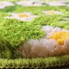Tapis lavable fleurs en relief couleur verte, blanc et jaune, velours en relief.