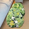 Tapis épais lavable absorbant velours en relief - Mousse verte et jaune, lichen blanc, format long