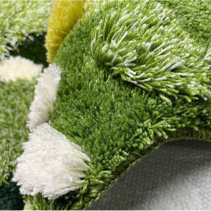 Tapis 3D Lavable Salle de Bain Descente de Lit Herbe Verte Mousse Jaune