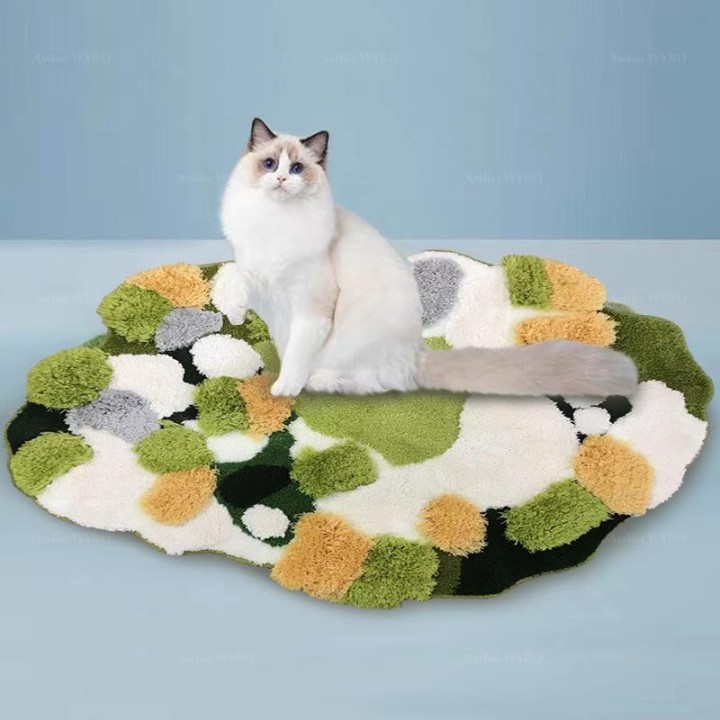 Tapis épais 3D velours en relief sous-bois en automne, lavable à la machine.