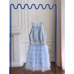 Robe de soirée bleue pour dance, anniversaire, cocktail, cérémonie